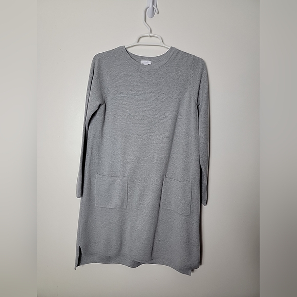 J. Jill Dresses & Skirts - Pure Jill Gray Knit Long Sleeve Tunic Sweater Dress Block Pockets Small